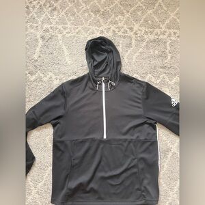 LIKE NEW! Adidas Black Hooded Athletic Pullover with white Detailing.